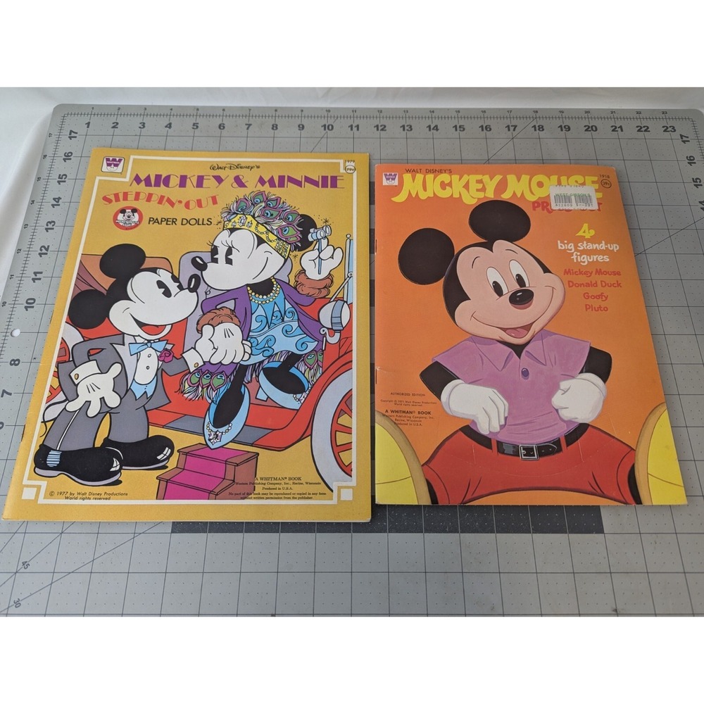 Walt Disney Mickey Minnie Mouse Book Lot Punch Out Paper Dolls 1970s